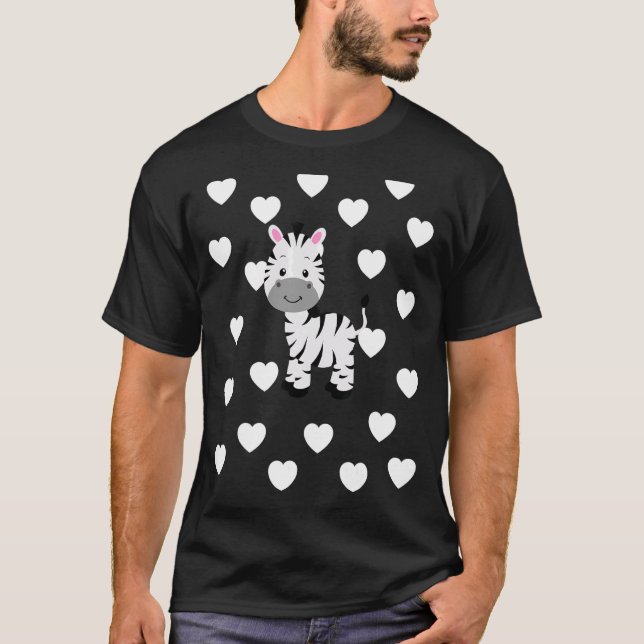 Camiseta Quarto de Bebê Tema Zebra Neutro em Gênero Coração (Frente)