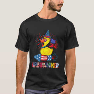 Camiseta Quarto De Julho Do Bombeiro Patriótico Pato De Bor