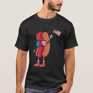 Camiseta Quarto de julho Engraçado Cachorro Quente USA Amer