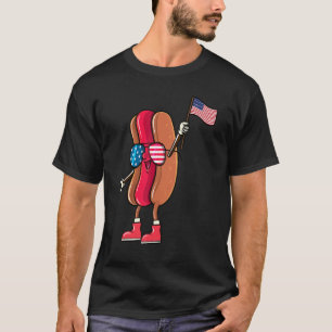 Camiseta Quarto de julho Engraçado Cachorro Quente USA Amer