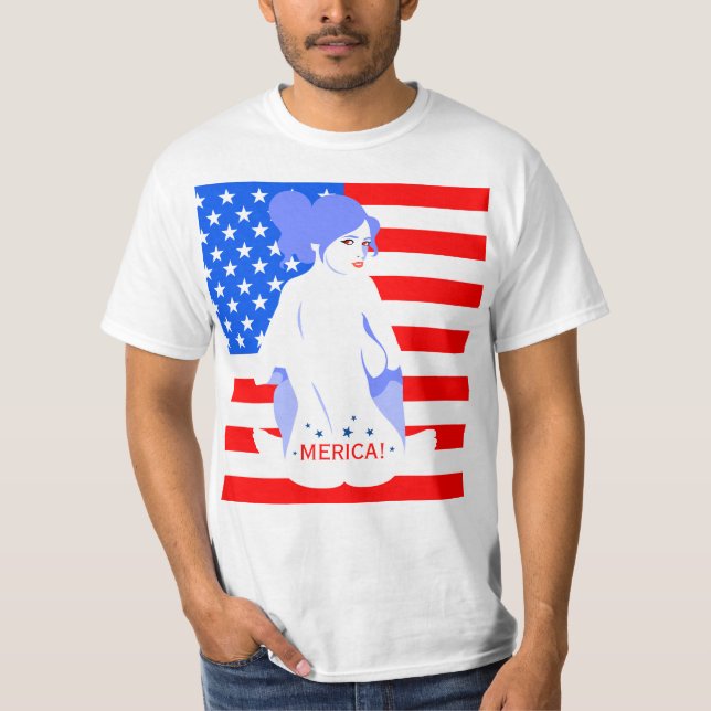 Camiseta Quarto de julho "MERICA!" T-shirt do selo da (Frente)