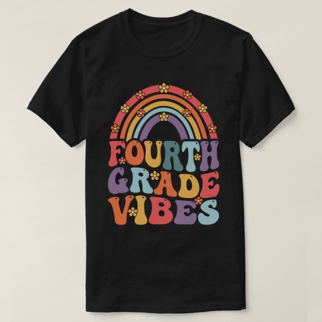 Camiseta Quarto Grau Vibes Boho Arco-Íris De Volta À Escola (Frente do Design)