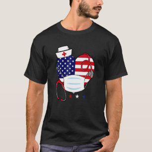 Camiseta Quarto Quarto De Julho De Enfermeira América Heart
