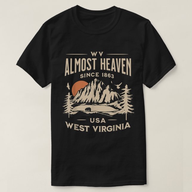 Camiseta Quase Heaven Nature West Virginia Hike WV ao ar li (Frente do Design)