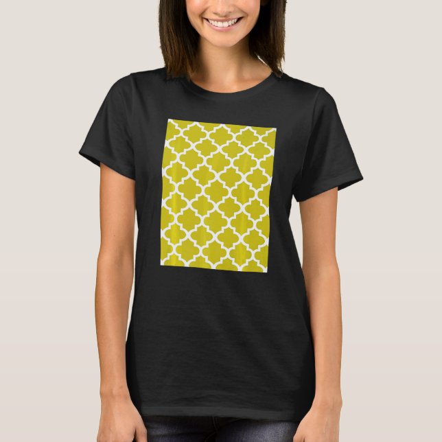 Camiseta Quatrefoil Pattern In White Outline On Mustard Yel (Frente)