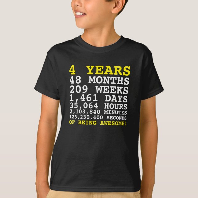 Camiseta Quatro 4 anos sendo incrível 4º aniversário da T-S (Frente)