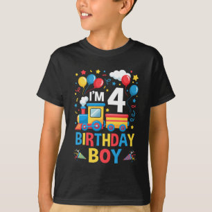 Camiseta Quatro 4anos 4º Crianças Meninos Meninas Trem Aniv