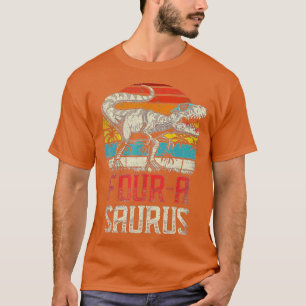 Camiseta Quatro a Saurus 4th Dinossauro Aniversário T Rex 4