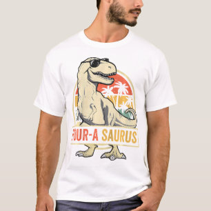Camiseta Quatro A Saurus Birthday T Rex 4 Anos Dino 4º D