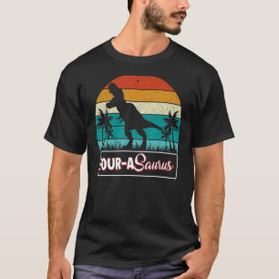 Camiseta Quatro A Ssaurus Birthday Rex 4 Anos Dino 4º Din