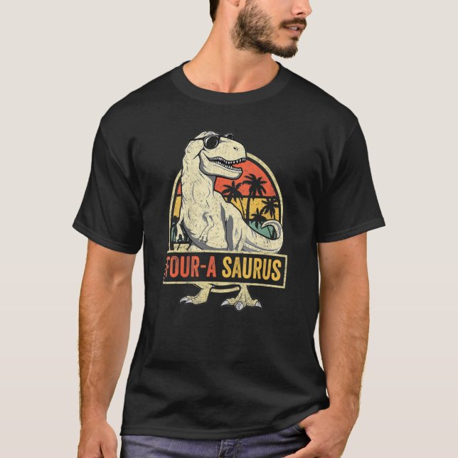 Camiseta Quatro A Ssaurus Birthday T Rex Dinossaur 4 Anos K (Frente)