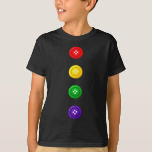 Camiseta Quatro Botões Groovy Gato Azul Halloween Divertido