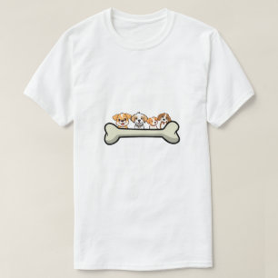 Camiseta Quatro Cachorrinhos Divertidos com design de Ossos