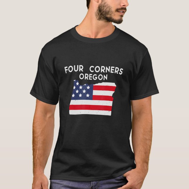 Camiseta Quatro cantos do Oregon EUA State America Viagem O (Frente)