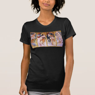 Camiseta Quatro Estações de Alfons Mucha Art Déco Nouveau