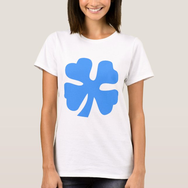 Camiseta Quatro Folhas de Folha - Azul Bebê (Frente)