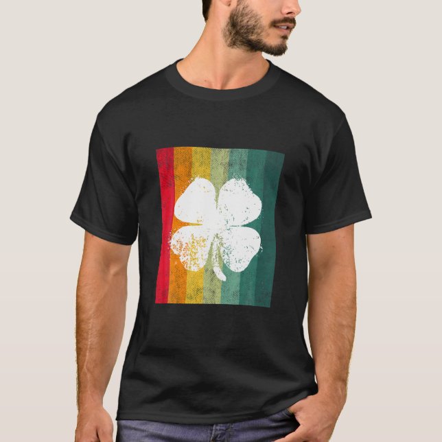 Camiseta Quatro Folhas Vintage Saint Patrick Day Presente (Frente)