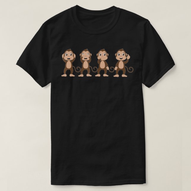 Camiseta Quatro Macacos Sábios (Frente do Design)