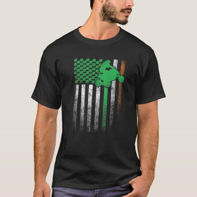 Camiseta Quatro rodas ATV irlandesa e Rua de bandeira ameri (Frente)