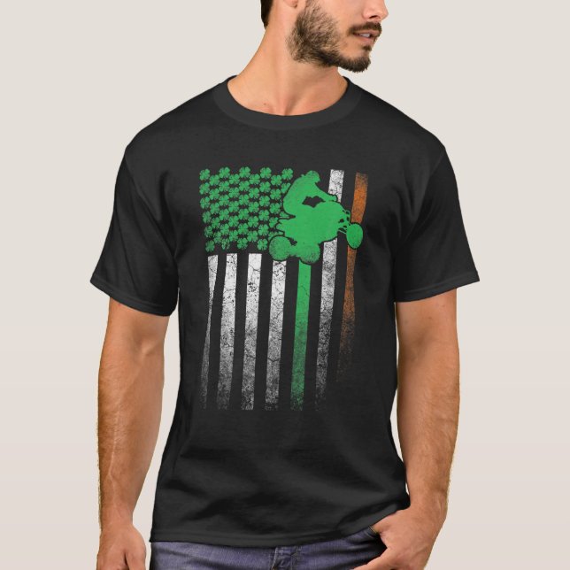 Camiseta Quatro rodas ATV irlandesa e Rua de bandeira ameri (Frente)