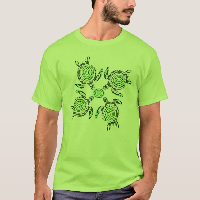 Camiseta Quatro Tartarugas Verdes Arte Dot (Frente)
