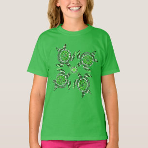 Camiseta Quatro Tartarugas Verdes Arte Dot, Crianças