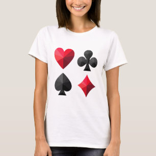 Camiseta Quatro trajes de cartas: corações, clubes, espadas