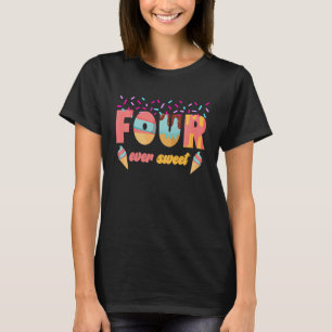 Camiseta Quatro vezes doce 4º aniversário 4º Festa de anive