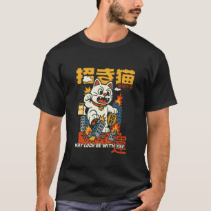 Camiseta Que a Sorte Esteja Com Você - Maneki-Neko Gato Mon