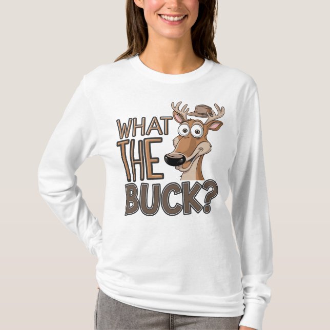 Camiseta Que Buck? - Cartoon Deer Engraçado (Frente)