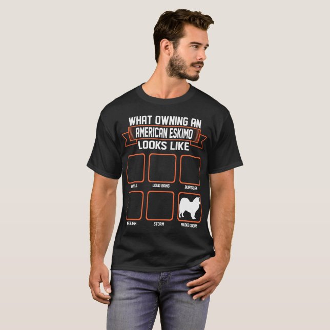 Camiseta Que cão Eskimo americano possuindo olha como (Frente Completa)