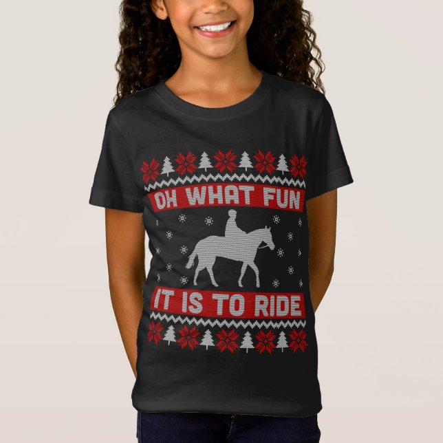 Camiseta Que Diversão É Dirigir Cavalo De Natal Feio (Frente)