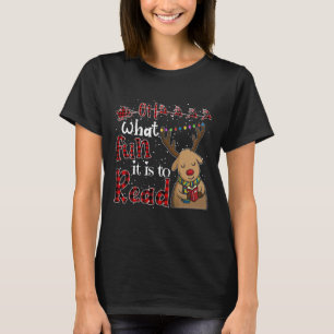 Camiseta Que Divertido É Ler A Bonita Reindeer De Natal