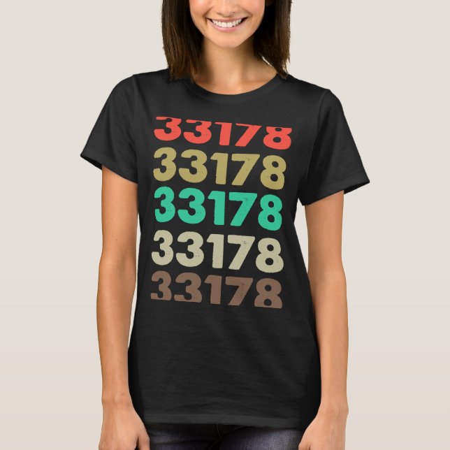 Camiseta Que Diz 33178 Código Zipcode Retroativo 33178 (Frente)
