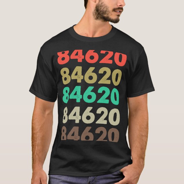 Camiseta Que Diz 84620 Código Zipcode Retroativo 84620 (Frente)