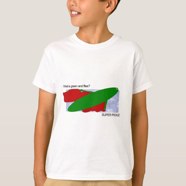 Camiseta Que é verde e voa? Salmoura super! (Frente)