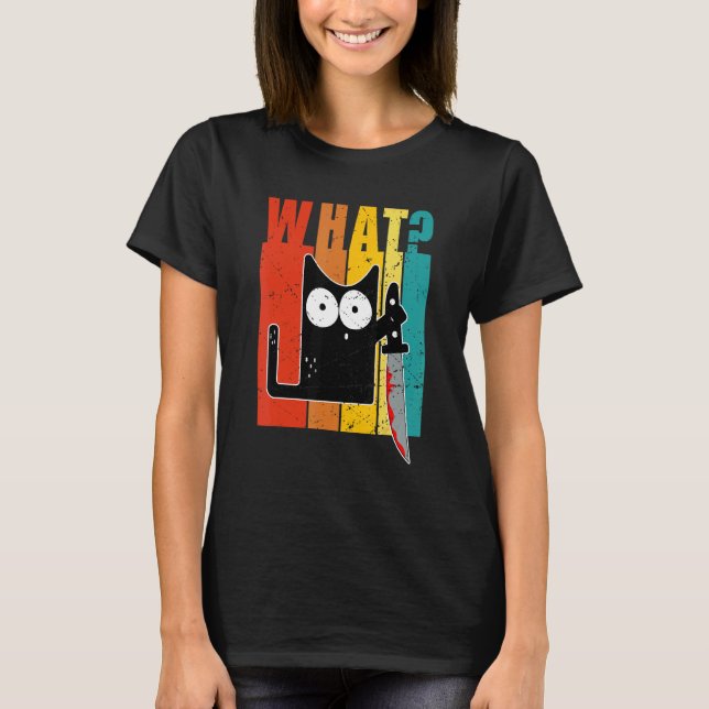 Camiseta Que Gato Assassinato Faca Vintage (Frente)