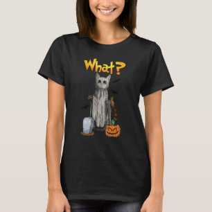 Camiseta Que Gato Bonito Fantasma Feliz Halloween