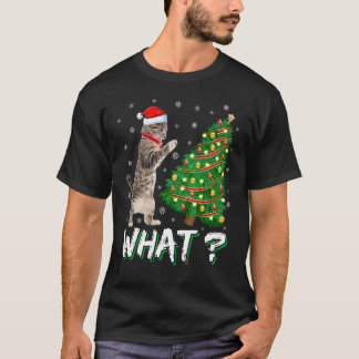 Camiseta Que Gato Divertido Derrubando Árvore de Natal do G