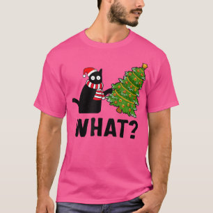 Camiseta Que gato preto engraçado na árvore de Natal