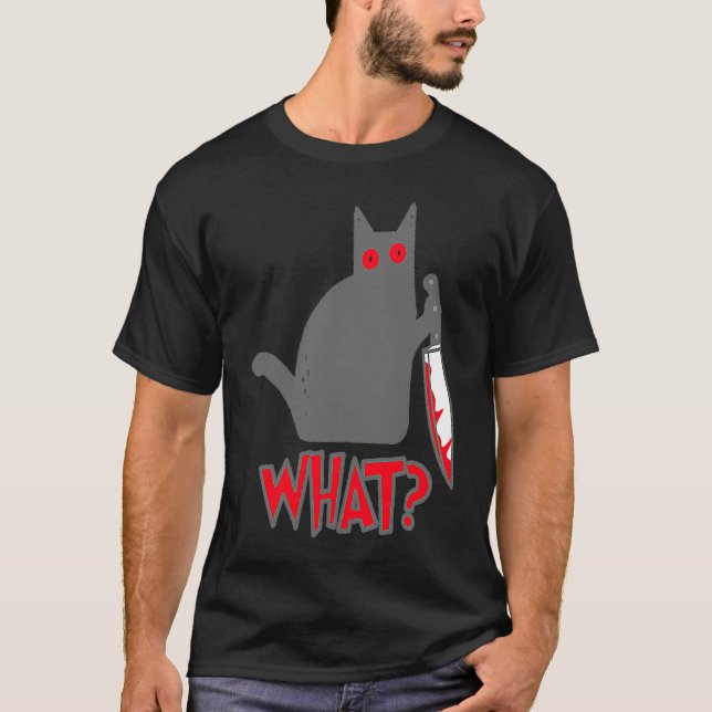 Camiseta Que Gato Psicopata Murderous com Faca (Frente)