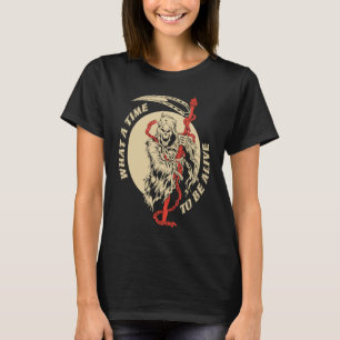 Camiseta Que hora de viver, esqueleto da morte assustadora