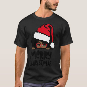 Camiseta Que Melanin Christmas A Sra. Claus Papai noel Blac