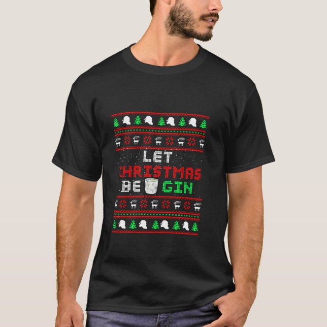 Camiseta Que o Natal fique engraçado Xmas faça um Bebendo (Frente)