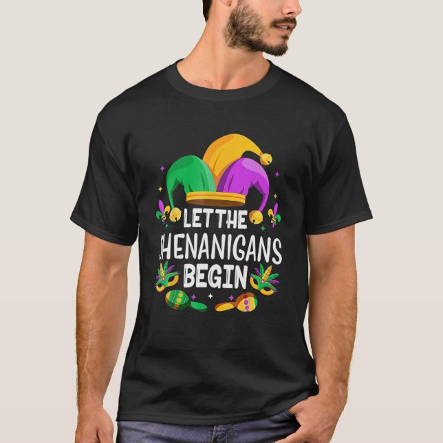 Camiseta Que Os Shenanigans Comecem A Mardi Gras (Frente)
