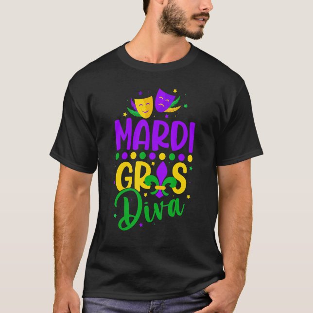 Camiseta Que os Shenanigans comecem a Mardi Gras diva (Frente)