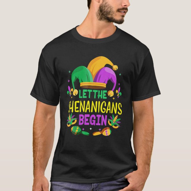Camiseta Que Os Shenanigans Comecem A Mardi Gras Homens (Frente)