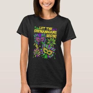 Camiseta Que Os Shenanigans Comecem A Mardi Gras Mask Carni
