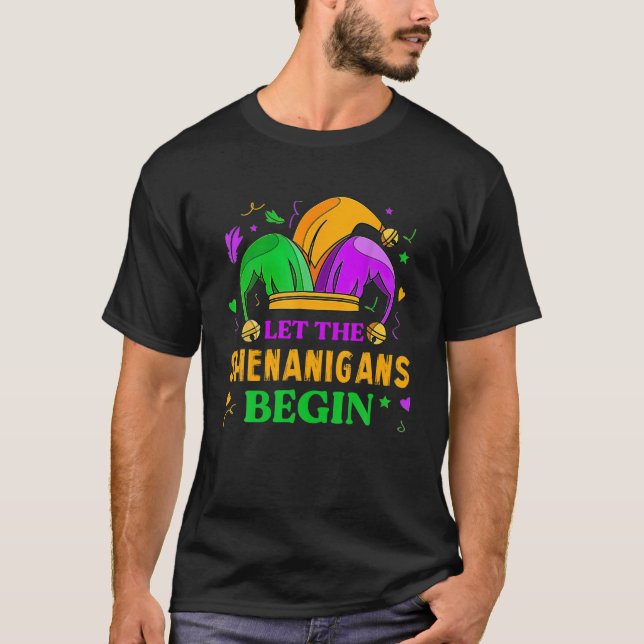 Camiseta Que Os Shenanigans Comecem A Mardi Gras Para Homen (Frente)