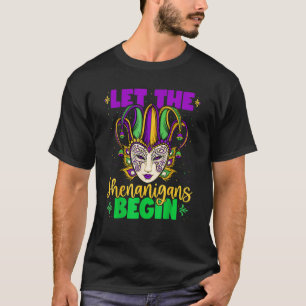 Camiseta Que Os Shenanigans Comecem A Máscara Mardi Gras
